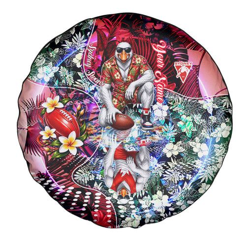 Personalized Sydney Swans Football Spare Tire Cover Tropical Hibiscus Flowers - Pacific Fusion Style