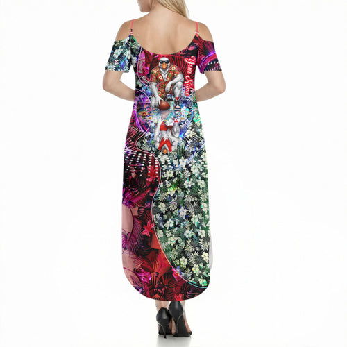 Personalized Sydney Swans Football Summer Maxi Dress Tropical Hibiscus Flowers - Pacific Fusion Style