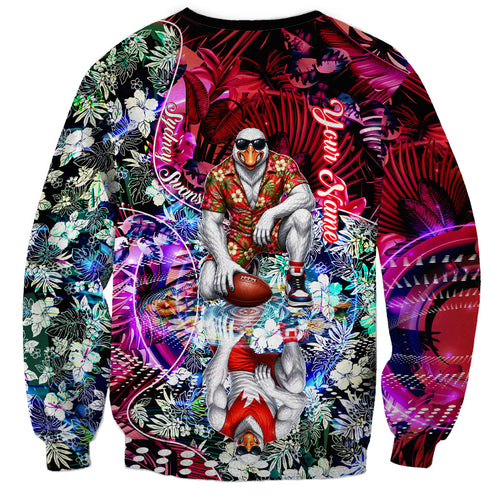 Personalized Sydney Swans Football Sweatshirt Tropical Hibiscus Flowers - Pacific Fusion Style
