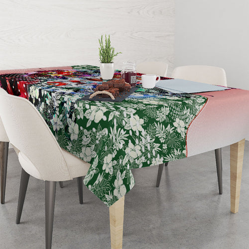 Personalized Sydney Swans Football Tablecloth Tropical Hibiscus Flowers - Pacific Fusion Style