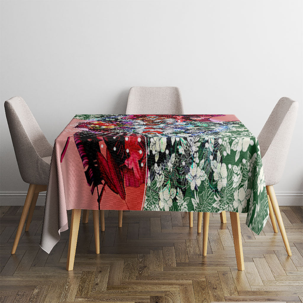 Personalized Sydney Swans Football Tablecloth Tropical Hibiscus Flowers - Pacific Fusion Style