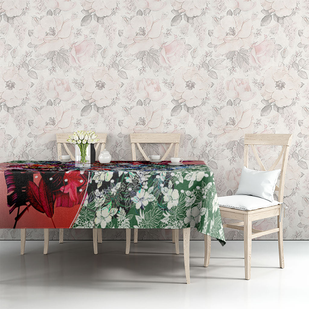 Personalized Sydney Swans Football Tablecloth Tropical Hibiscus Flowers - Pacific Fusion Style