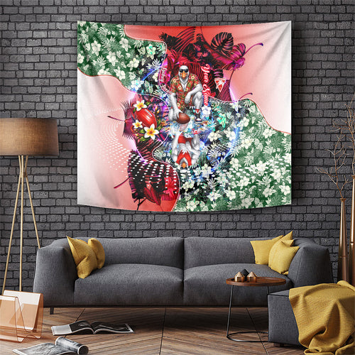 Personalized Sydney Swans Football Tapestry Tropical Hibiscus Flowers - Pacific Fusion Style