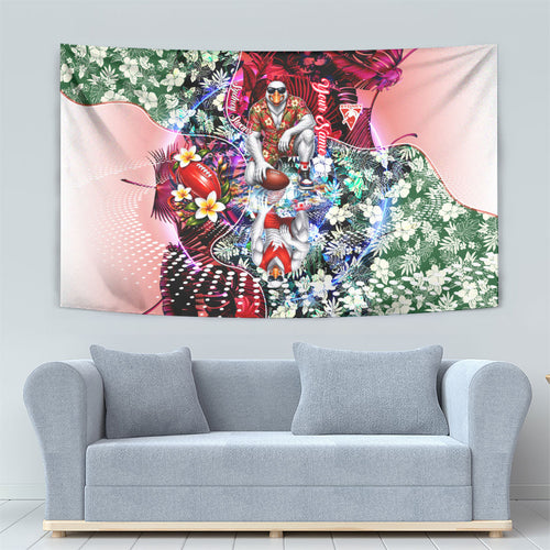 Personalized Sydney Swans Football Tapestry Tropical Hibiscus Flowers - Pacific Fusion Style