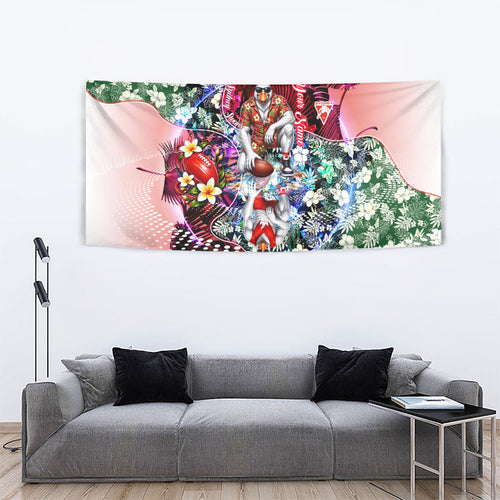 Personalized Sydney Swans Football Tapestry Tropical Hibiscus Flowers - Pacific Fusion Style