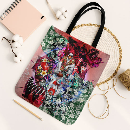 Personalized Sydney Swans Football Tote Bag Tropical Hibiscus Flowers - Pacific Fusion Style