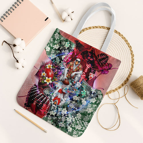 Personalized Sydney Swans Football Tote Bag Tropical Hibiscus Flowers - Pacific Fusion Style