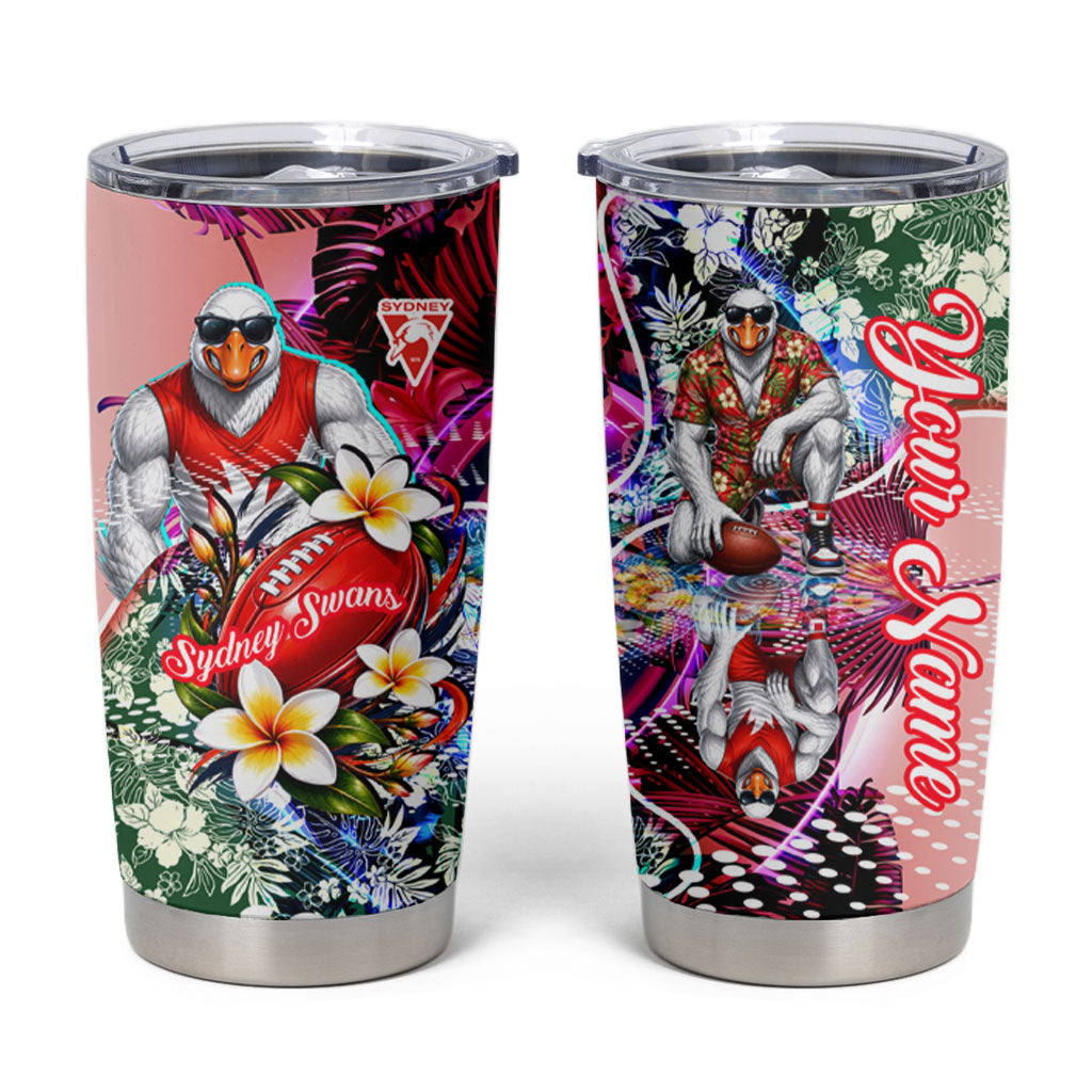 Personalized Sydney Swans Football Tumbler Cup Tropical Hibiscus Flowers - Pacific Fusion Style