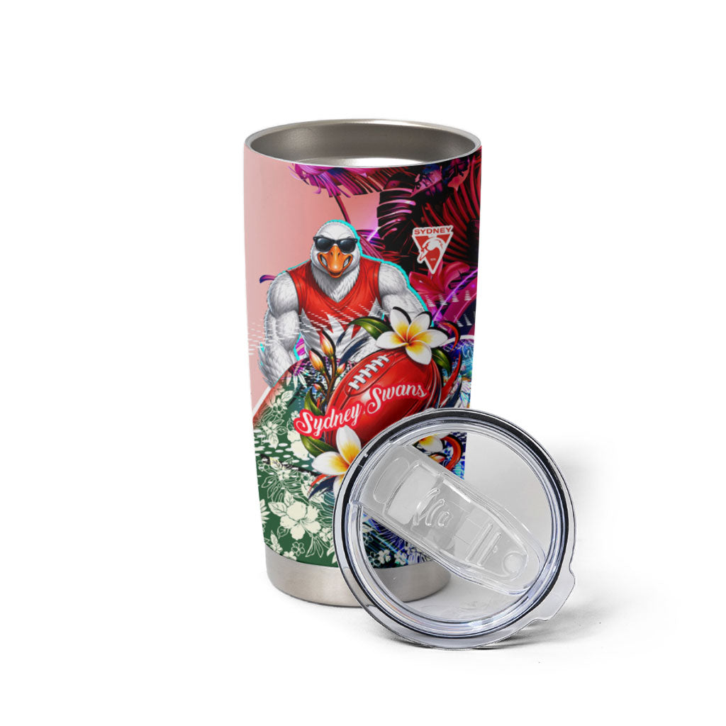 Personalized Sydney Swans Football Tumbler Cup Tropical Hibiscus Flowers - Pacific Fusion Style