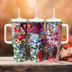 Personalized Sydney Swans Football Tumbler With Handle Tropical Hibiscus Flowers - Pacific Fusion Style