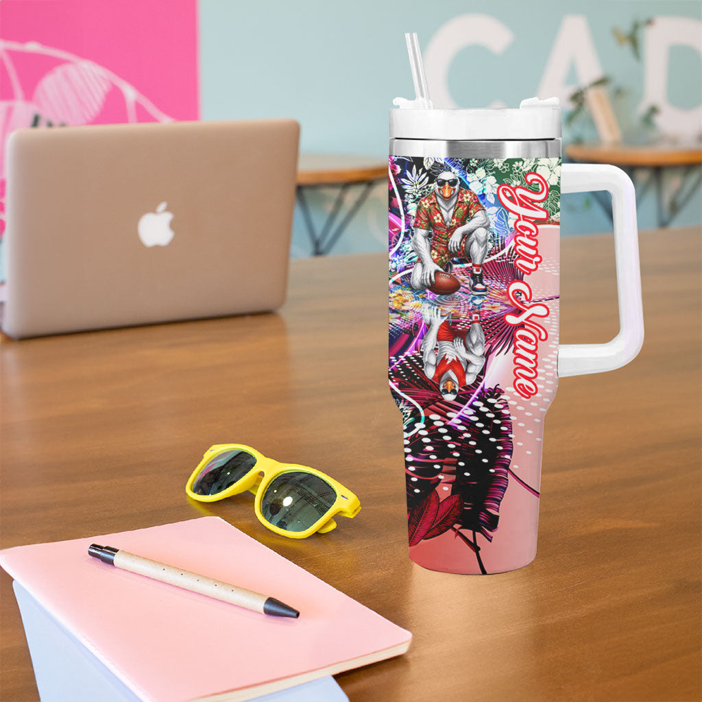 Personalized Sydney Swans Football Tumbler With Handle Tropical Hibiscus Flowers - Pacific Fusion Style
