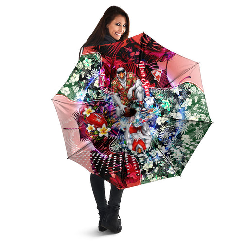 Personalized Sydney Swans Football Umbrella Tropical Hibiscus Flowers - Pacific Fusion Style