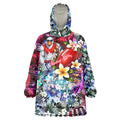 Personalized Sydney Swans Football Wearable Blanket Hoodie Tropical Hibiscus Flowers - Pacific Fusion Style