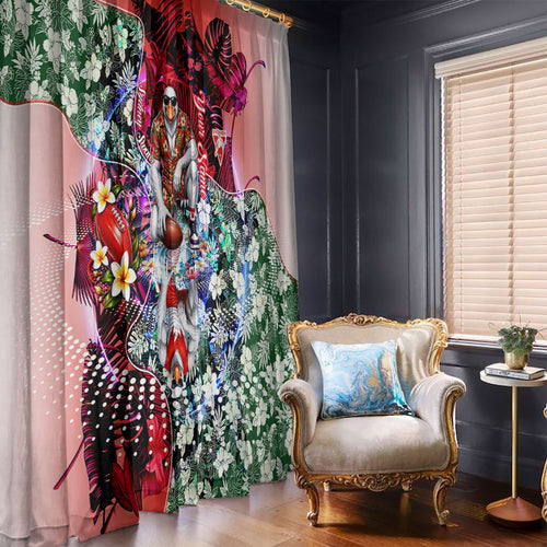 Personalized Sydney Swans Football Window Curtain Tropical Hibiscus Flowers - Pacific Fusion Style