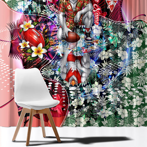 Personalized Sydney Swans Football Window Curtain Tropical Hibiscus Flowers - Pacific Fusion Style