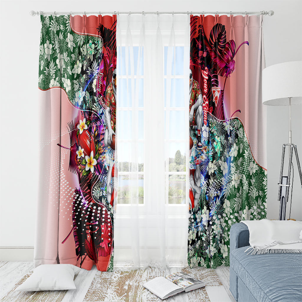 Personalized Sydney Swans Football Window Curtain Tropical Hibiscus Flowers - Pacific Fusion Style