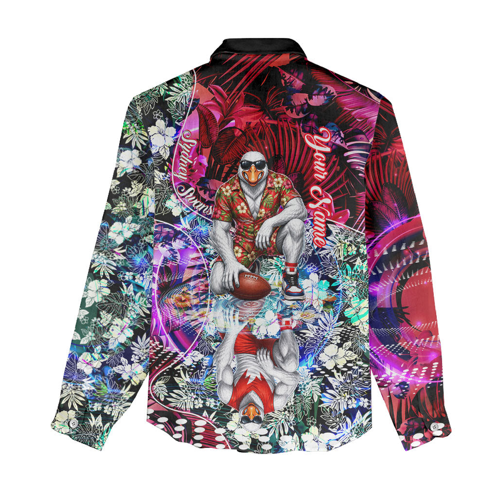 Personalized Sydney Swans Football Women Casual Shirt Tropical Hibiscus Flowers - Pacific Fusion Style