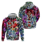 Personalized Sydney Swans Football Zip Hoodie Tropical Hibiscus Flowers - Pacific Fusion Style