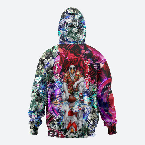 Personalized Sydney Swans Football Zip Hoodie Tropical Hibiscus Flowers - Pacific Fusion Style
