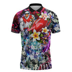 Personalized Sydney Swans Football Zipper Polo Shirt Tropical Hibiscus Flowers - Pacific Fusion Style