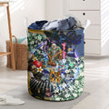 Personalized West Coast Eagles Football Laundry Basket Tropical Hibiscus Flowers - Pacific Fusion Style