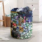 Personalized West Coast Eagles Football Laundry Basket Tropical Hibiscus Flowers - Pacific Fusion Style