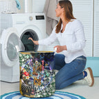 Personalized West Coast Eagles Football Laundry Basket Tropical Hibiscus Flowers - Pacific Fusion Style