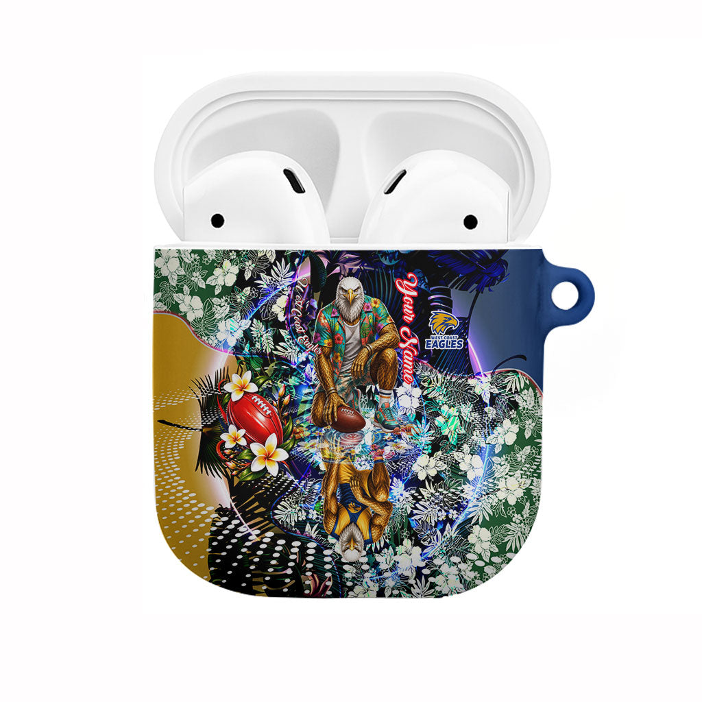 Personalized West Coast Eagles Football AirPods Case Tropical Hibiscus Flowers - Pacific Fusion Style