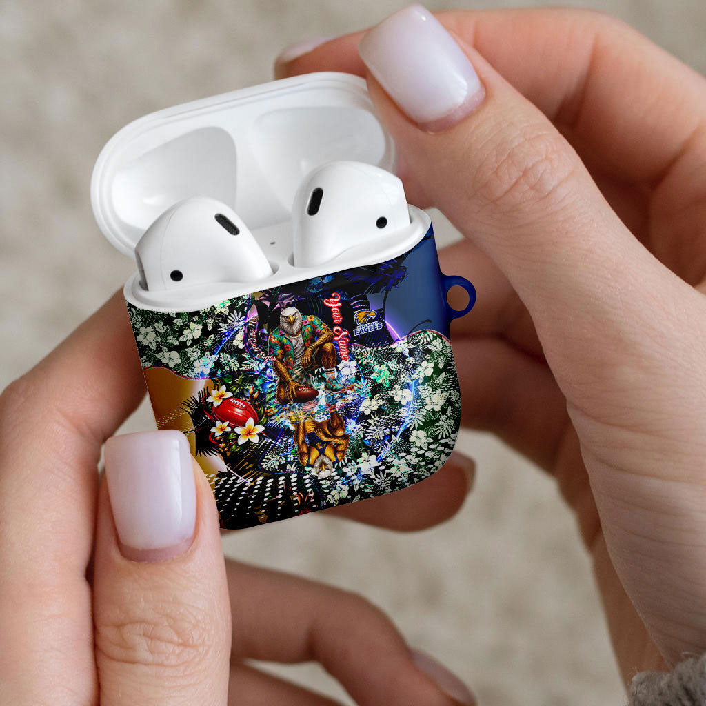 Personalized West Coast Eagles Football AirPods Case Tropical Hibiscus Flowers - Pacific Fusion Style