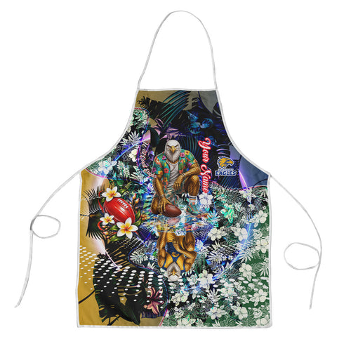 Personalized West Coast Eagles Football Apron Tropical Hibiscus Flowers - Pacific Fusion Style