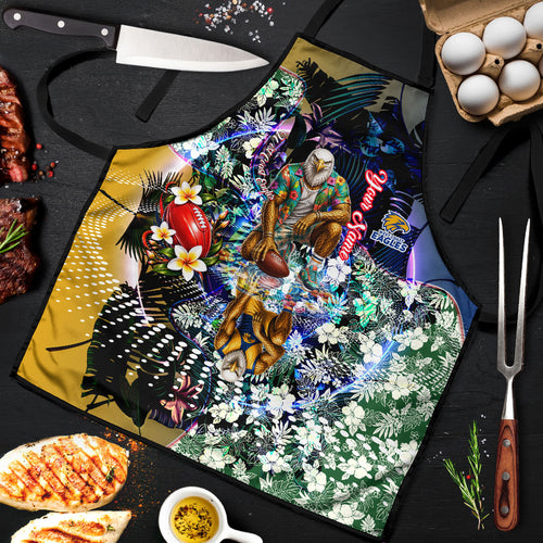 Personalized West Coast Eagles Football Apron Tropical Hibiscus Flowers - Pacific Fusion Style