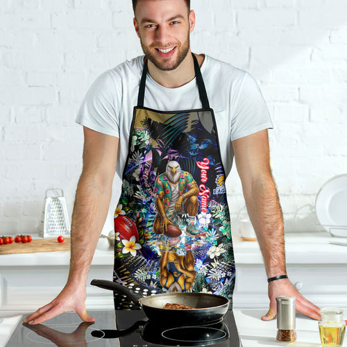 Personalized West Coast Eagles Football Apron Tropical Hibiscus Flowers - Pacific Fusion Style
