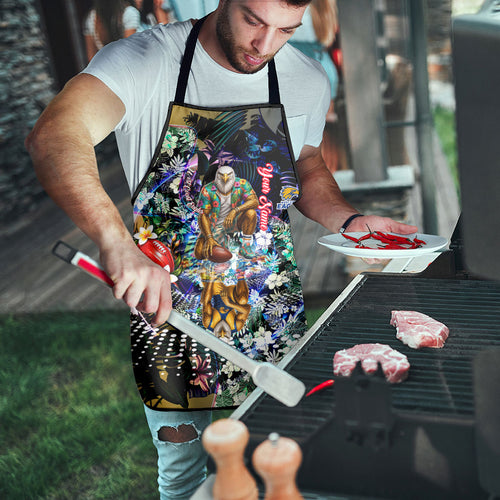 Personalized West Coast Eagles Football Apron Tropical Hibiscus Flowers - Pacific Fusion Style