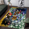 Personalized West Coast Eagles Football Area Rug Tropical Hibiscus Flowers - Pacific Fusion Style