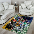 Personalized West Coast Eagles Football Area Rug Tropical Hibiscus Flowers - Pacific Fusion Style