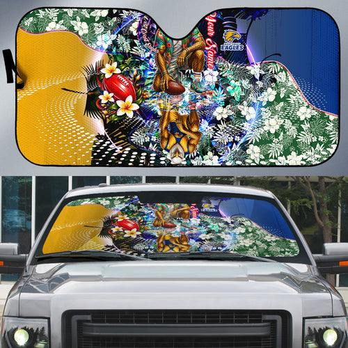 Personalized West Coast Eagles Football Auto Sun Shade Tropical Hibiscus Flowers - Pacific Fusion Style
