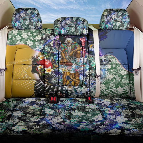 Personalized West Coast Eagles Football Back Car Seat Cover Tropical Hibiscus Flowers - Pacific Fusion Style