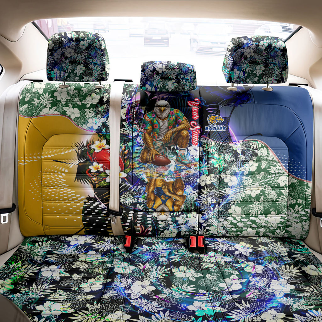 Personalized West Coast Eagles Football Back Car Seat Cover Tropical Hibiscus Flowers - Pacific Fusion Style