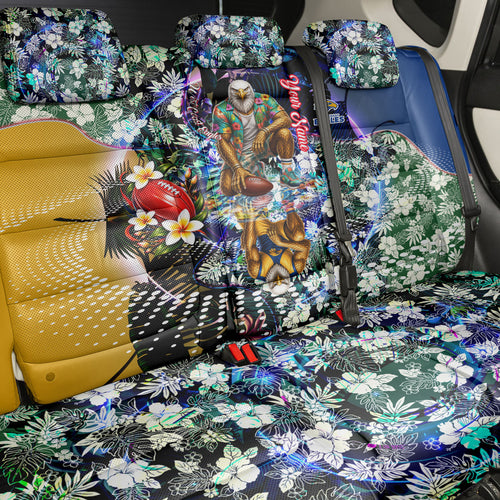 Personalized West Coast Eagles Football Back Car Seat Cover Tropical Hibiscus Flowers - Pacific Fusion Style