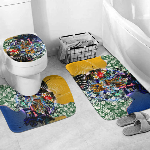 Personalized West Coast Eagles Football Bathroom Set Tropical Hibiscus Flowers - Pacific Fusion Style