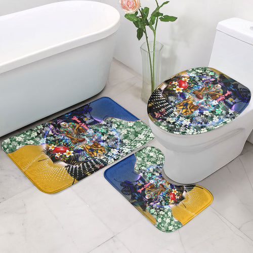 Personalized West Coast Eagles Football Bathroom Set Tropical Hibiscus Flowers - Pacific Fusion Style