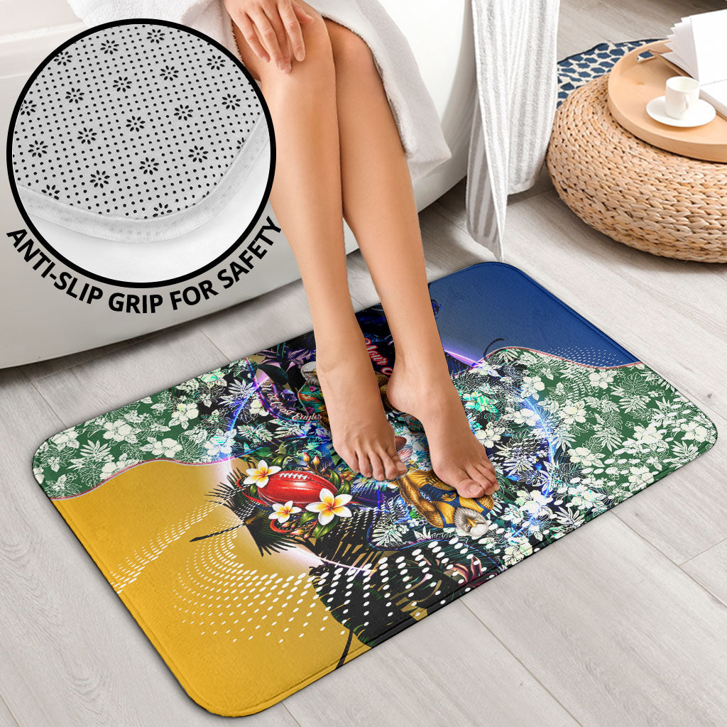 Personalized West Coast Eagles Football Bathroom Set Tropical Hibiscus Flowers - Pacific Fusion Style