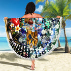 Personalized West Coast Eagles Football Beach Blanket Tropical Hibiscus Flowers - Pacific Fusion Style