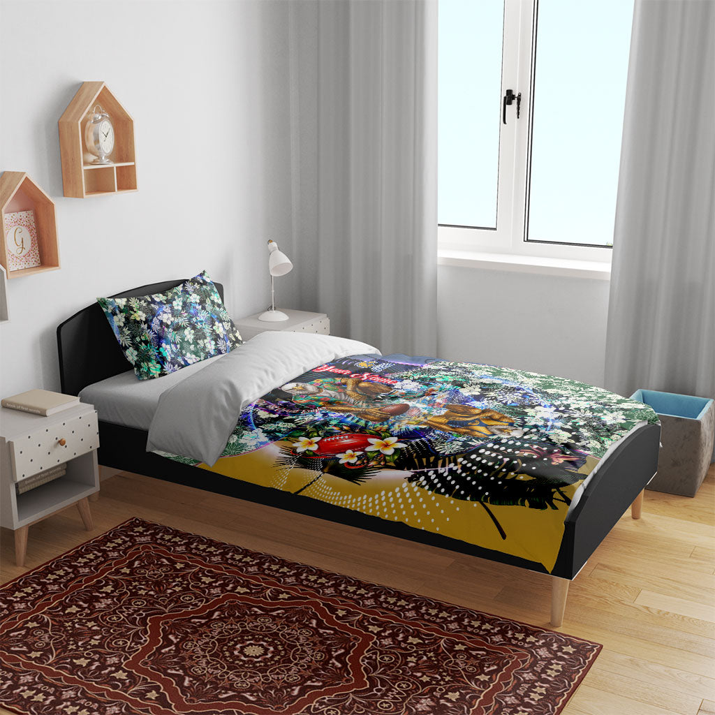 Personalized West Coast Eagles Football Bedding Set Tropical Hibiscus Flowers - Pacific Fusion Style