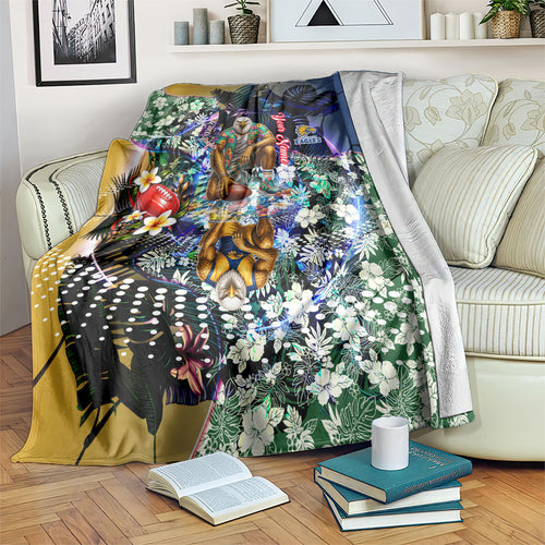 Personalized West Coast Eagles Football Blanket Tropical Hibiscus Flowers - Pacific Fusion Style