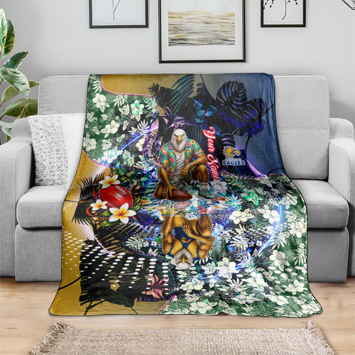 Personalized West Coast Eagles Football Blanket Tropical Hibiscus Flowers - Pacific Fusion Style