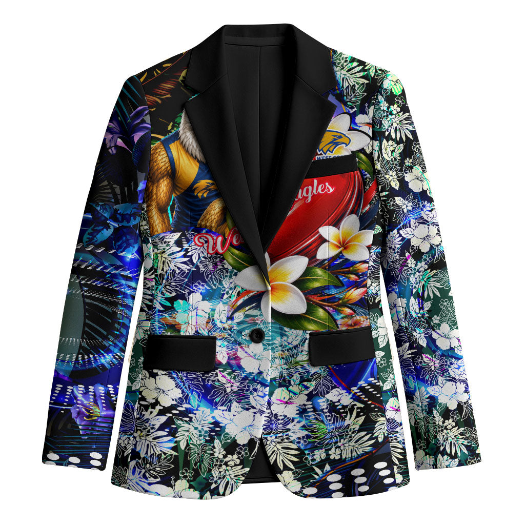 Personalized West Coast Eagles Football Blazer Tropical Hibiscus Flowers - Pacific Fusion Style