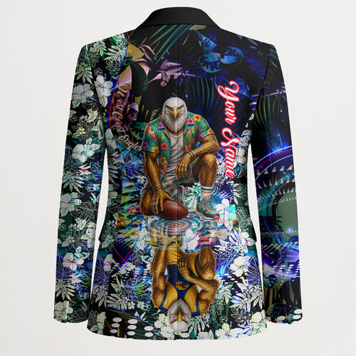 Personalized West Coast Eagles Football Blazer Tropical Hibiscus Flowers - Pacific Fusion Style