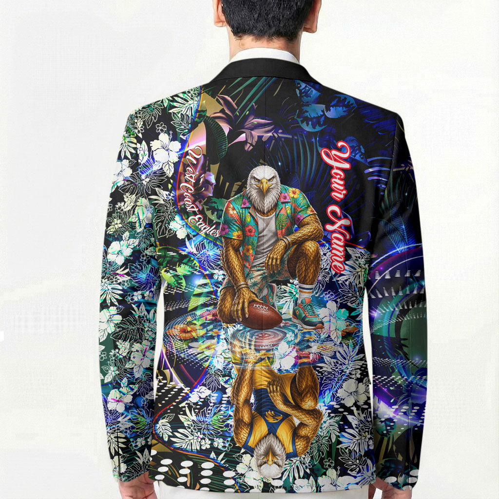 Personalized West Coast Eagles Football Blazer Tropical Hibiscus Flowers - Pacific Fusion Style