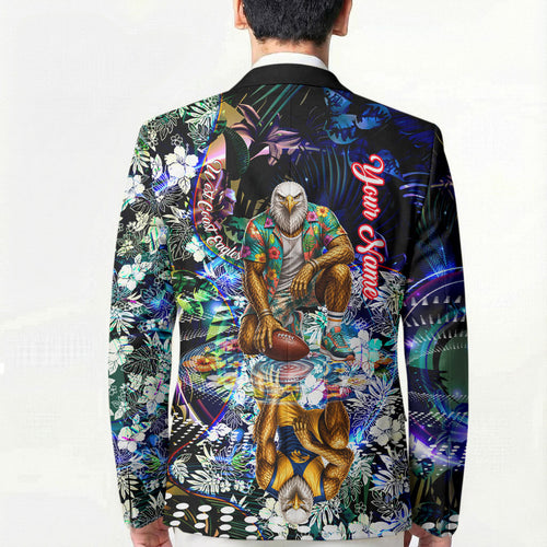 Personalized West Coast Eagles Football Blazer Tropical Hibiscus Flowers - Pacific Fusion Style